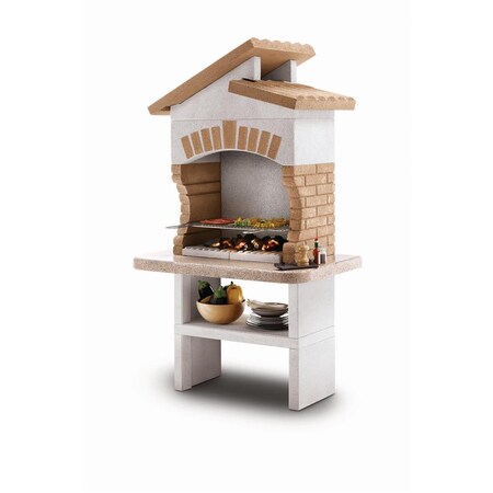 Latoscana Palazzetti Charcoal Or Wood Fire Outdoor Grill, White Marmotech TUPAI